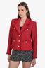 L'Agence Red Metallic Tweed Button Jacket Size 4