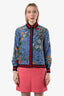 Gucci Blue Web Silk Floral Long Sleeve Top Size 38