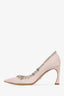 Christian Dior 2016 Pink Denim Flower Crystal Embellished 'Garland' Heels Size 38