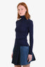 Sportmax Navy Stretch Turtleneck Long Sleeve Top Size XS
