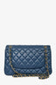 Pre-loved Chanel™ 2016 17 Blue Quilted Lambskin Jumbo Double Flap SHW