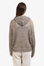 Brunello Cucinelli Grey Silk Linen Sequin Knit Zip-Up Sweater Size M