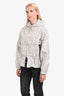 Stella McCartney Light Grey Leopard Pattern Pleated Hem Hooded Jacket Size 42