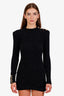 Balmain Black Metallic Shoulder Pad Mini Dress Size 34