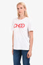 Jimmy Choo White Graphic Crewneck T-Shirt Size M