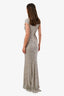 Carla Zampatti Silver Sequin Mock Neck Short Sleeve Gown Size 8