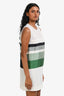 Celine White/Green Silk Printed Sleeveless Dress Size 36