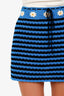 Miu Miu Blue/Black Striped Daisy Crochet Mini Skirt Size 40