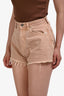 Saint Laurent Pink Denim Frayed Hem Shorts Size 24