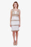 Pre-loved Chanel™ White/Gold Metallic Beaded Pearl Embellished Sleeveless Midi Dress Size 42