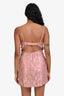 For Love & Lemons Pink Lace Crystal Embellished Corset Top Mini Dress Size M