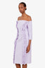 Greta Constantine Lavender Ruffle Detail Midi Dress Size L