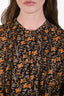 Doen Black/Orange Cotton Tie Top Size S