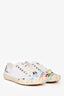 Maison Margiela White Canvas Tabi Paint Splatter Sneakers Size 35