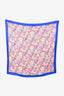 Fendi Blue/Multi Silk Face Motif Foulard Scarf
