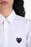 Play Comme Des Garcons White Long Sleeve Logo Button Up Shirt Size S