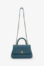 Pre-loved Chanel™ 2018 Turquoise Caviar Leather Small Coco Lizard Top Handle