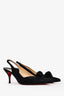 Christian Louboutin Black Satin Knotted Sling Back Heel Size 38.5