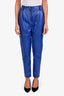Magda Butrym Blue Sheep Leather High Waisted Tapered Pants Size 34