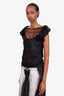 Valentino Black Silk Lace Ruffled Sleeveless Top with Slip Size 42