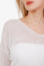 Fabiana Filippi White/Gold Linen Sheer Sweater Size XS