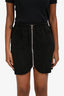 Acne Studios Black Lamb Suede Zip Front Mini Skirt Size 34