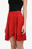 Maje Red Pleated Midi Skirt Size 1