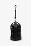Oscar de la Renta Black Leather Birdcage Solid Bucket Bag