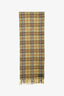 Burberry Green/Brown Wool House Check Fringe Scarf