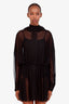 Norma Kamali Black Sheer Deep V Neck Mini Dress Size XS