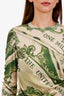 Moschino Couture Green/Cream Wool Money Print Mini Dress Size 10