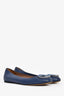 Gucci Blue Leather GG Crystal Flats Size 37.5