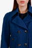 Pre-loved Chanel™ 13K Blue Wool Asymmetric Double Breasted Coat Size 38