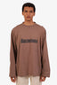 Balenciaga Brown Oversized Distressed Logo Long Sleeve Shirt Size 5 Mens
