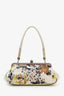 Armand Ventilo Yellow/Brown Silk Printed & Beaded Top Handle Bag