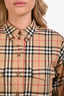 Burberry Beige Check Turnstone Double Pocket Long Sleeve Button Down Shirt Size 4