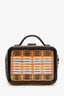 Pre-loved Chanel™ 2019 Black/Beige Raffia Patent Small CC Filigree Vanity Case
