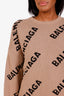 Balenciaga Brown Wool Logo Sweater Size L