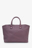 Burberry Purple Grained Leather Tote Bag With Strap