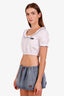 Miu Miu White Cotton Poplin Logo Cropped Button Down Size 36