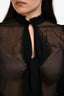 Thomas Wylde Black Sheer Silk Ruffle Blouse Size L