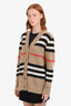 Burberry Beige Mohair-blend Stripe-Intarsia Cardigan Size S