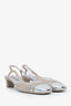 Pre-loved Chanel™ Taupe/Silver CC Cap Toe Slingback Pumps Size 37.5