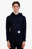 Thom Browne Navy Logo-Patch Hoodie Size 2 Mens