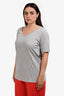 Burberry Brit Grey Cotton Deep-V Neck Knight Embroidered T-Shirt Size L