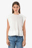 Tibi White Cotton Pleated Peplum Top Size 2