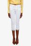 Love Moschino White Cotton Beaded Hem Capri Pants Size 27