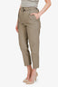 Brunello Cucinelli Green Cotton Blend Monili Belted Pants Size 0