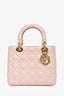 Christian Dior 2014 Pink Leather Lady Dior Top Handle Bag with Strap