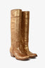 Miu Miu Gold Leather Cowboy Boots Size 35